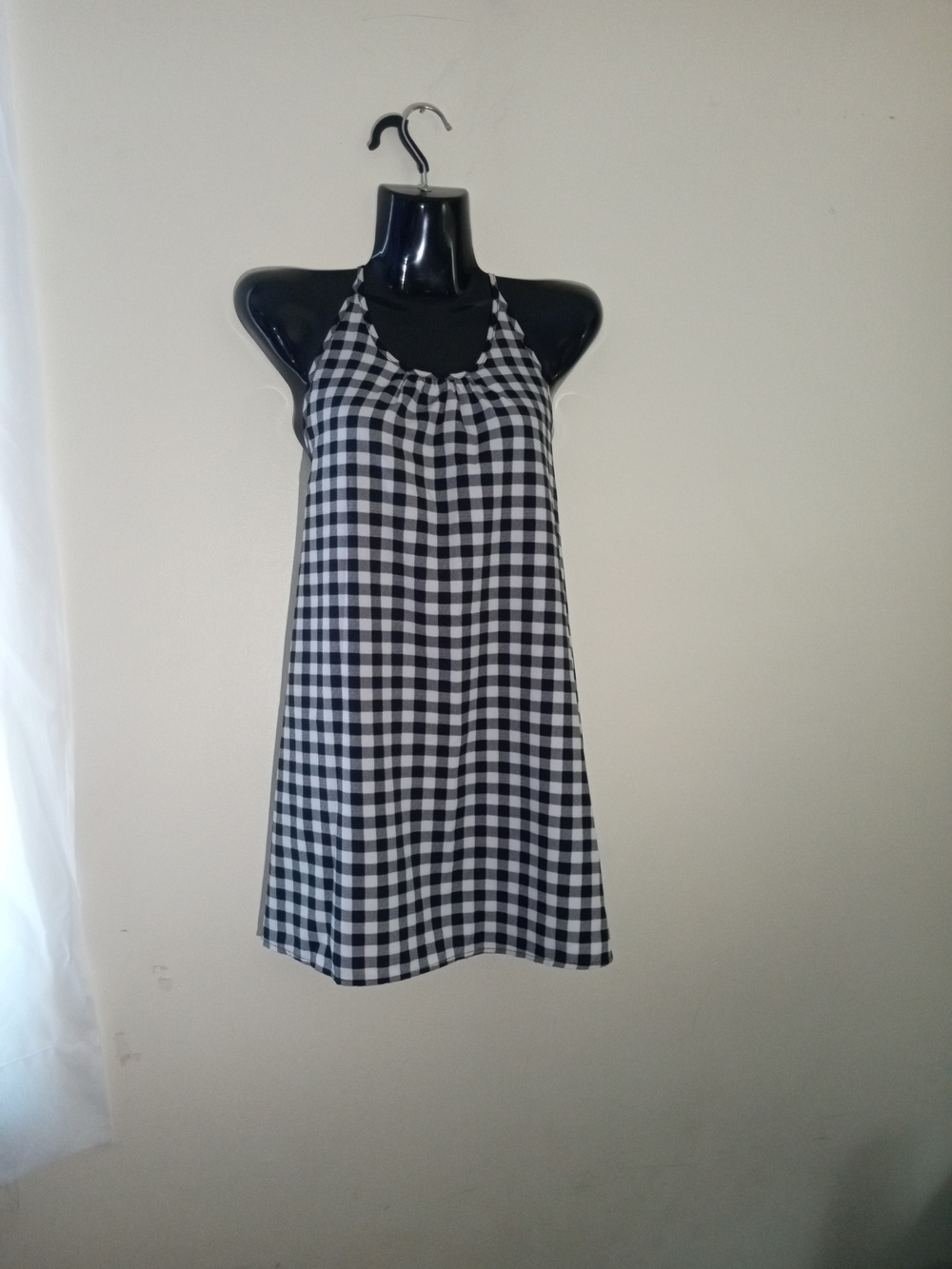 Black & White Gingham Halter Tank Top